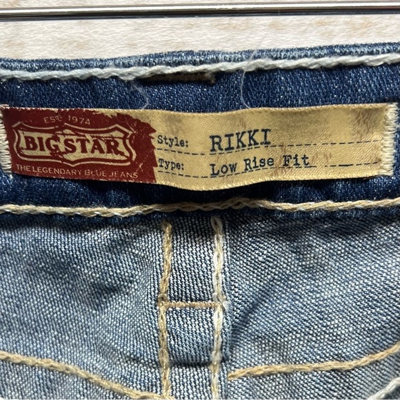 Big Star Rikki Jeans Womens 27 Blue Low Rise‎ Flap Pockets Embroidered Stretch - Picture 7 of 12